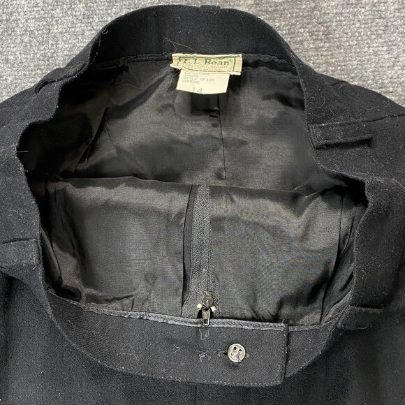 VTG LL Bean Skirt Womens 14 Black 100% Wool USA Made Pockets Lined 27”L Career - Picture 4 of 13